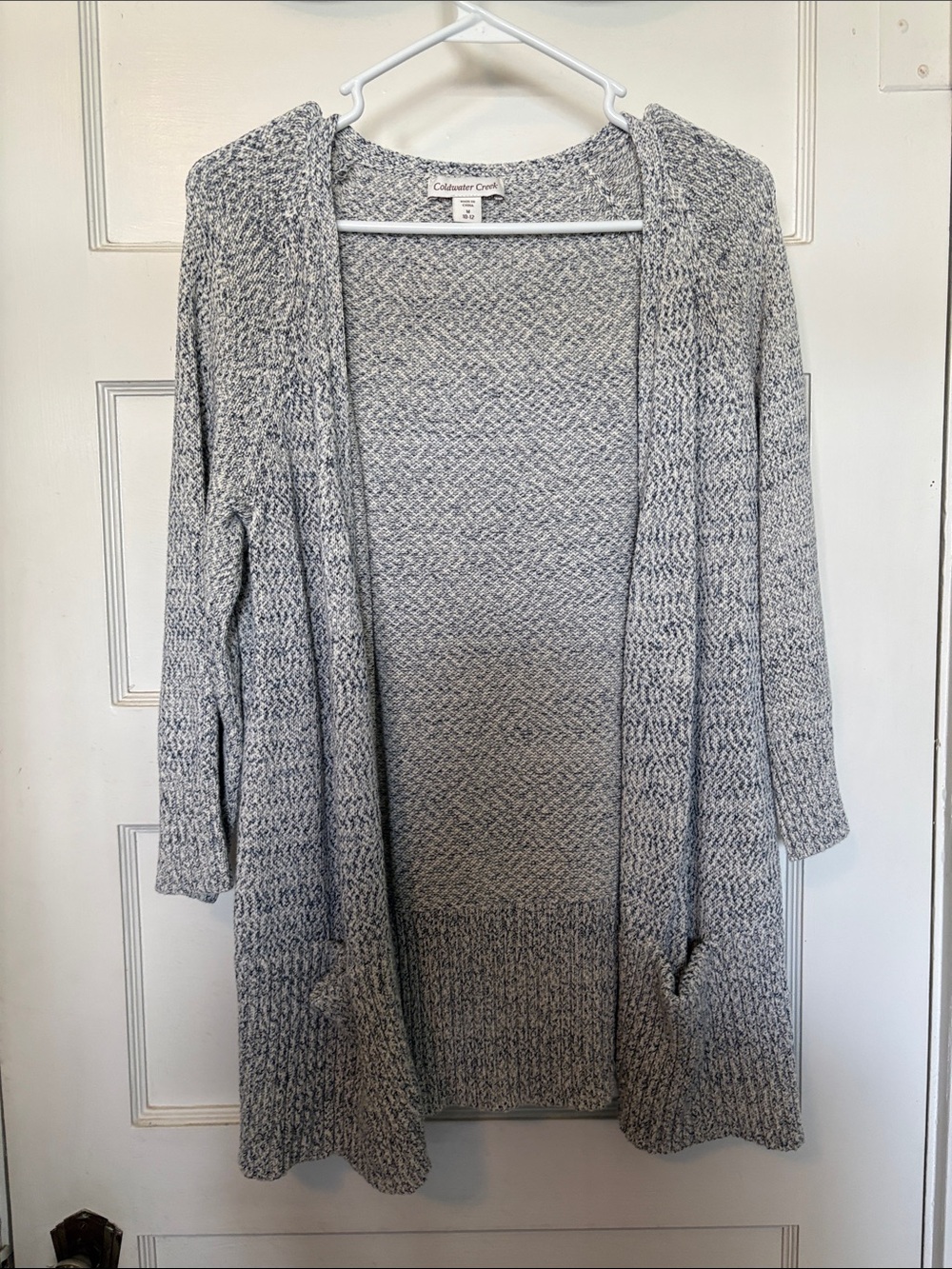 Coldwater Creek Gray Open-Front Knit Cardigan with Pockets Size M(10-12)